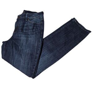 Lee Straight Leg Mid Rise Jeans Womens Size 31 Secretly Shapes Dark Wash Denim